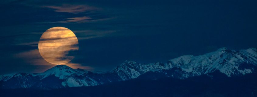 Moonrise over Trampas Peak in New Mexico.