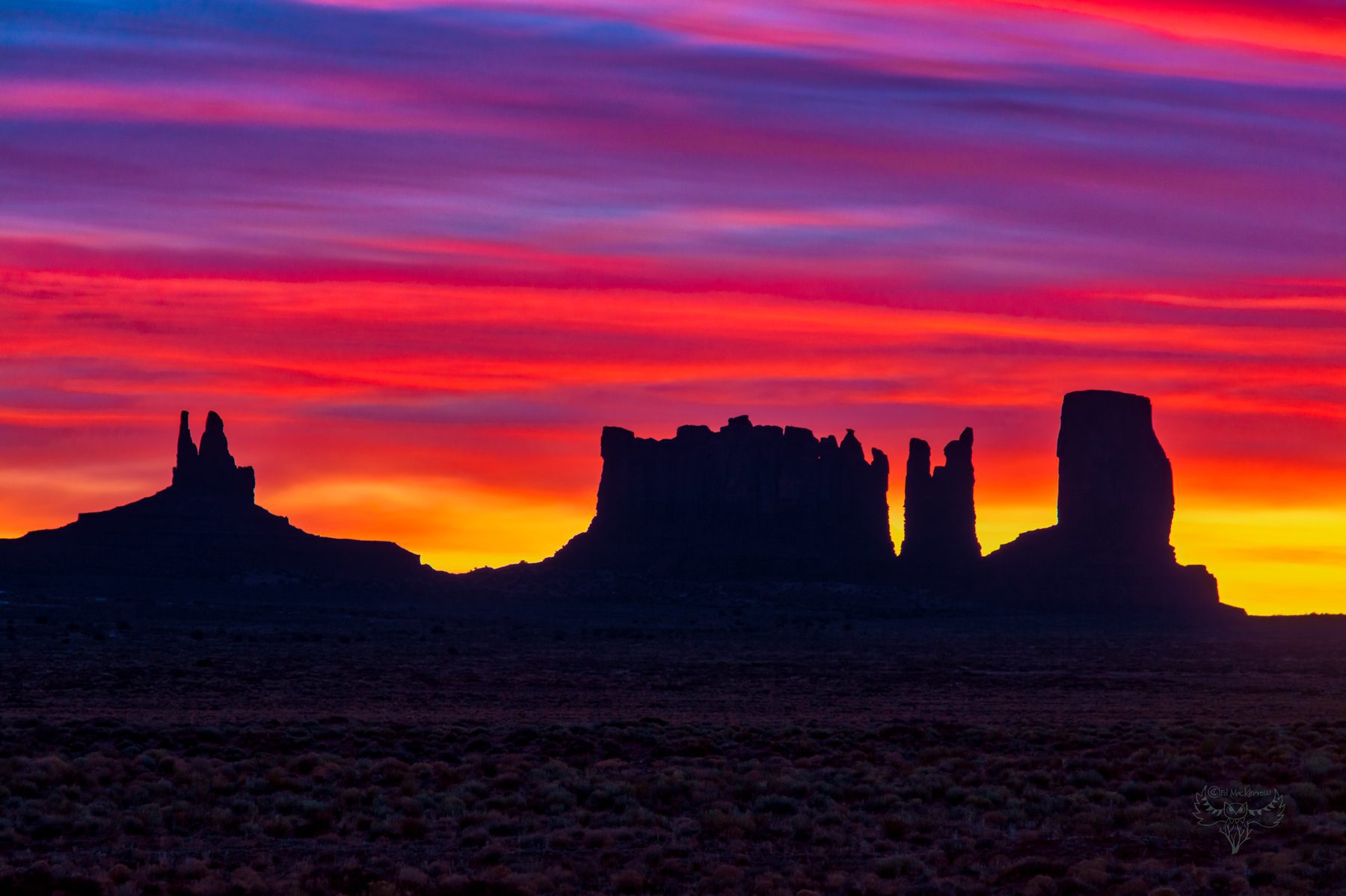 Colorful sunrise over Monument Valley