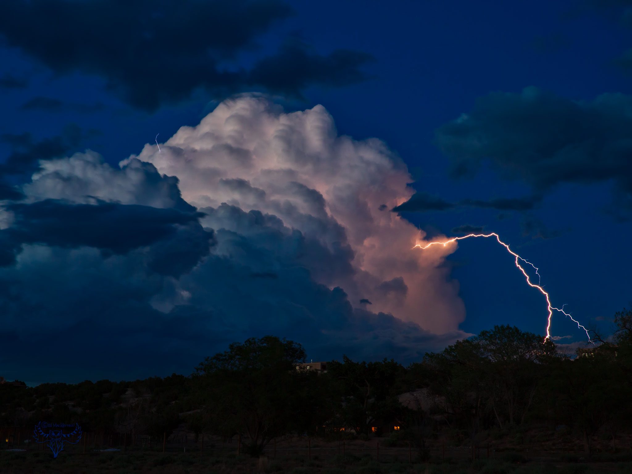 Lightning during the blue hour